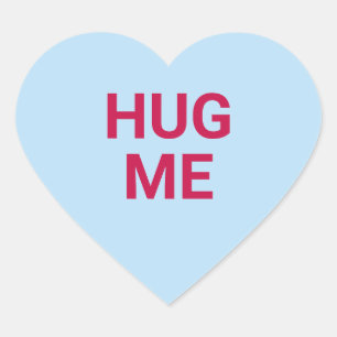 Hug me blue cute Valentine's Day conversation Heart Sticker