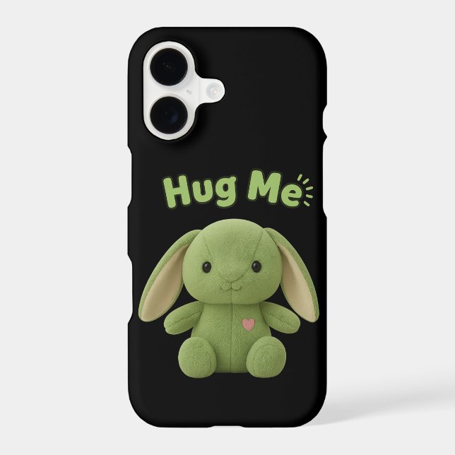 Hug Me Bunny Black iPhone 17 Case (Back)