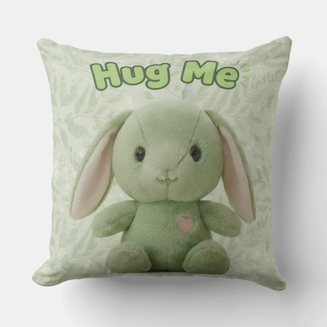 Hug Me Bunny Throw Pillow (Front)