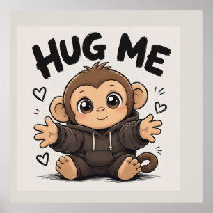 Hug Me Monkey Poster