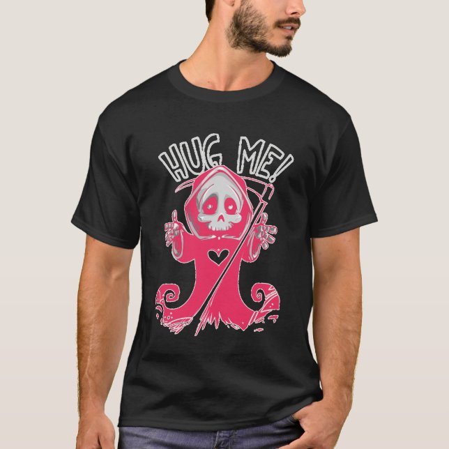 Hug Me Pink Grimreaper T-Shirt (Front)