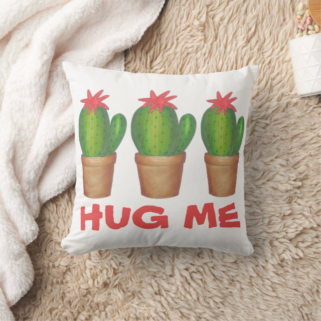 HUG ME Prickly Green Cactus Cacti Flower Pot Cushion (Blanket)