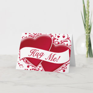 Hug Me! Red Hearts Holiday Card