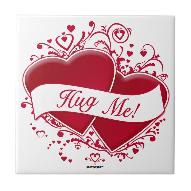 Hug Me! Red Hearts Tile (Front)