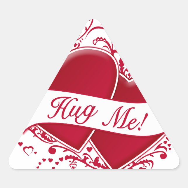 Hug Me! Red Hearts Triangle Sticker (Front)