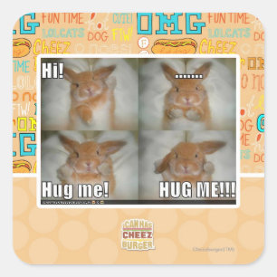 Hug me square sticker