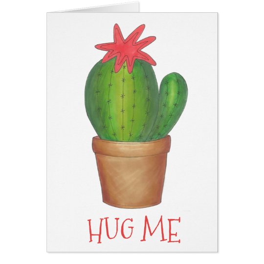 Hug Me Valentine's Day Prickly Cactus Funny Card