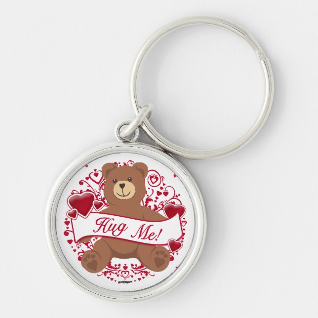 Hug Me! Valentine's Day Teddy Bear Key Ring (Front)