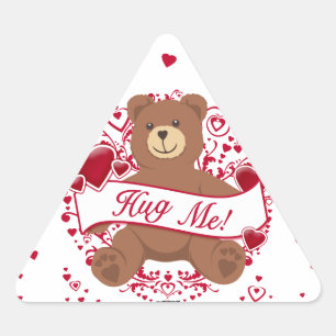 Hug Me! Valentine's Day Teddy Bear Triangle Sticker