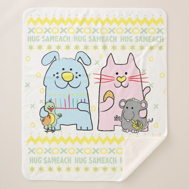 Hug Sameach  Sherpa Hanukkah Blanket/Medium Blanket (Front)