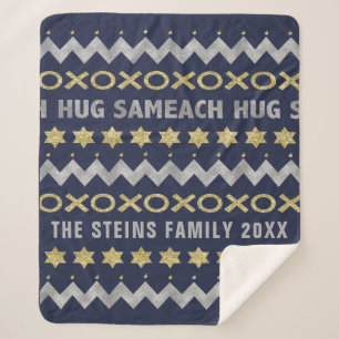 HUG SAMEACH Sherpa Hanukkah Blanket/Medium Blanket