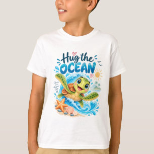 Hug the Ocean Sea Turtle Kids T-Shirt – Cute Ocean