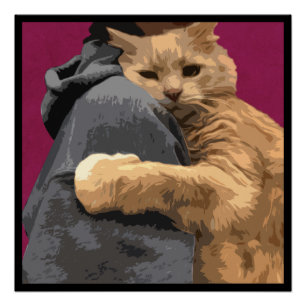 Hug Your Cat Illustration magenta Poster