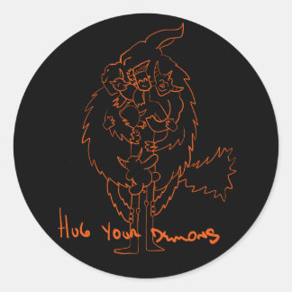 Hug Your Demons Classic Round Sticker