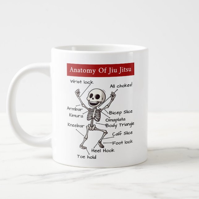 Huge Anatomy Of Jiu Jitsu Submissions Funny Large Coffee Mug (Left)