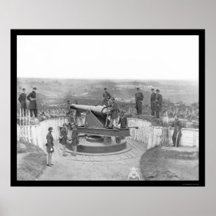 Huge Artillery Gun and Officers in Washington 1865 Poster