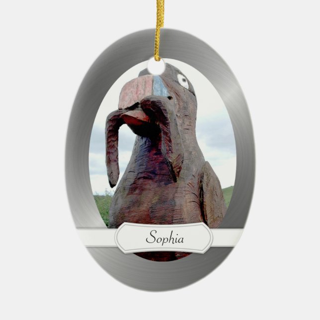 Huge Bird With Worm In Beak Ceramic Tree Decoration (Front)