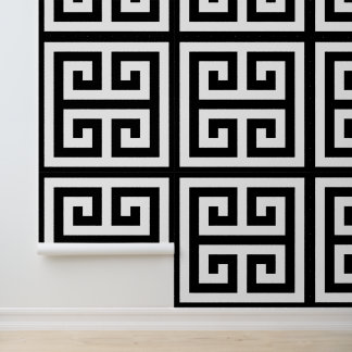 Huge Black and White Greek Key Wallpaper