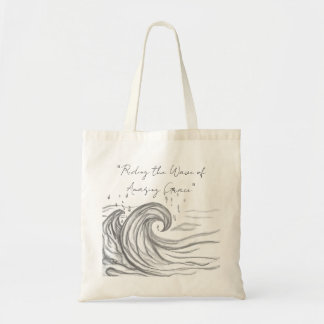 Huge black and White hand sketched ocean wave Tote Bag