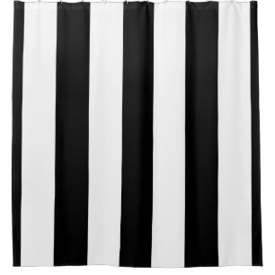Huge Black White Vertical Stripe NL #3 Shower Curtain
