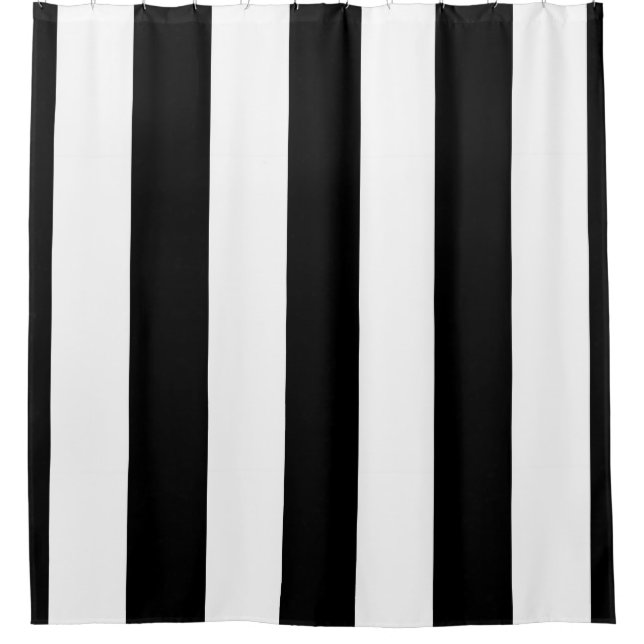 Huge Black White Vertical Stripe NL #3 Shower Curtain (Front)