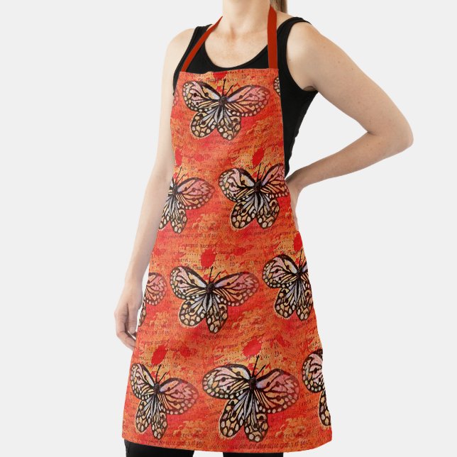 Huge Bold Butterflies Pattern Artsy Girly Cool Apron (Insitu)