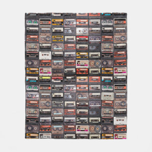 Huge collection of audio cassettes. Retro musical  Fleece Blanket