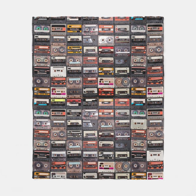 Huge collection of audio cassettes. Retro musical  Fleece Blanket (Front)