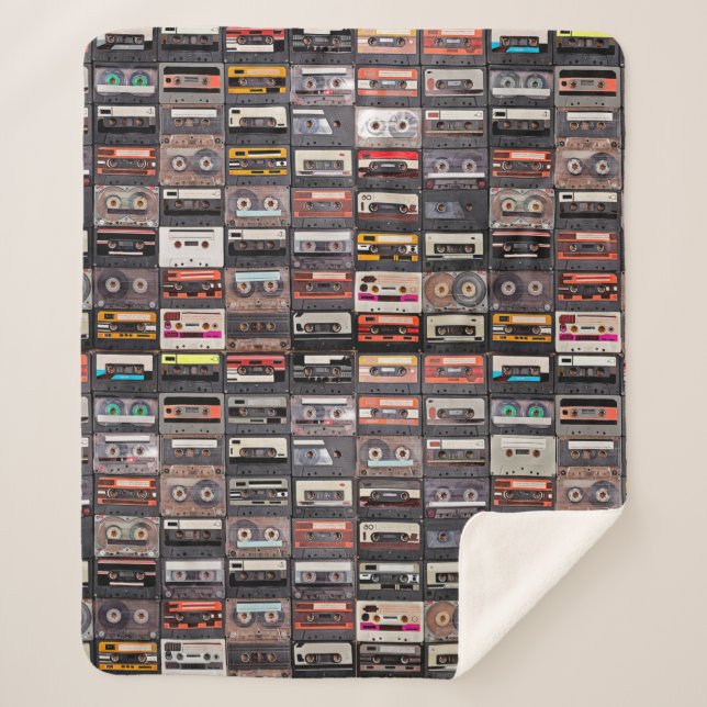 Huge collection of audio cassettes. Retro musical  Sherpa Blanket (Front)