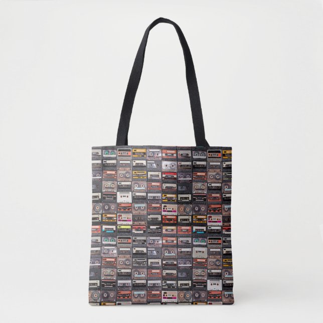 Huge collection of audio cassettes. Retro musical  Tote Bag (Front)