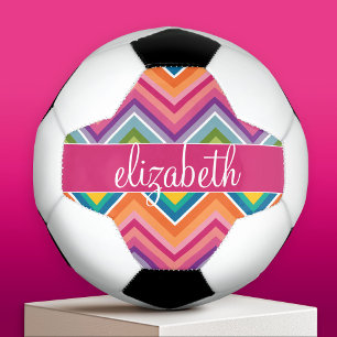 Huge Colourful Chevron Pattern Custom Name Football