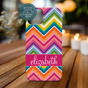Huge Colourful Chevron Pattern with Name Case-Mate iPhone 14 Case