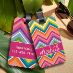 Huge Colourful Chevron Pattern with Name Luggage Tag<br><div class="desc">A bold,  graphic zig zag design in sweet,  cheerful colours. This colourful design can be found on many popular case styles. If you need to make adjustments to the art,  click on the customise it button and make changes.</div>