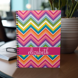 Huge Colourful Chevron Pattern with Name Notebook