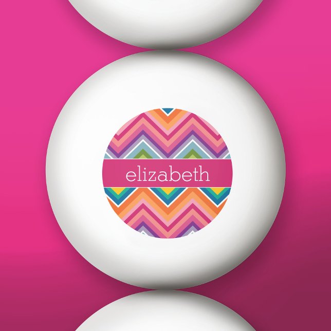 Huge Colourful Chevron Pattern with Name Ping Pong Ball (Custom Ping Pong Balls)
