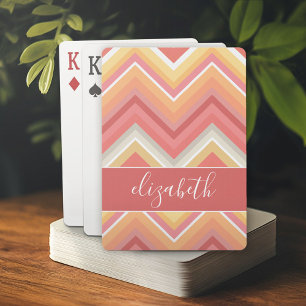 Huge Colourful Chevron Pattern with Name Playing Cards