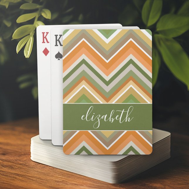 Huge Colourful Chevron Pattern with Name Playing Cards (Custom Poker Playing Cards)