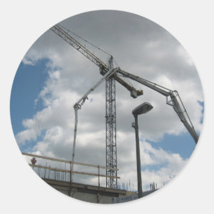 Huge Crane Constructing Building Classic Round Sticker