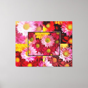 HUGE  Daisies Quadtych Art Wrapped Canvas
