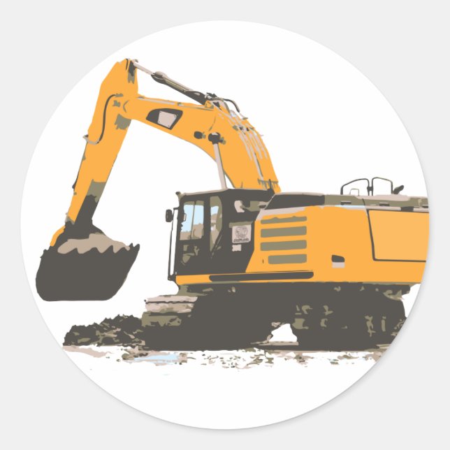 Huge Dirt Excavator Classic Round Sticker (Front)