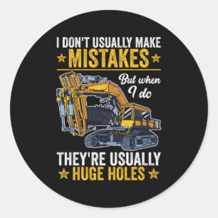Huge Excavator Heavy Machinery Operator Classic Round Sticker