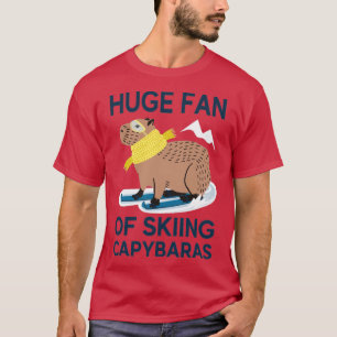 Huge Fan of Skiing Capybaras funny capybara  T-Shirt