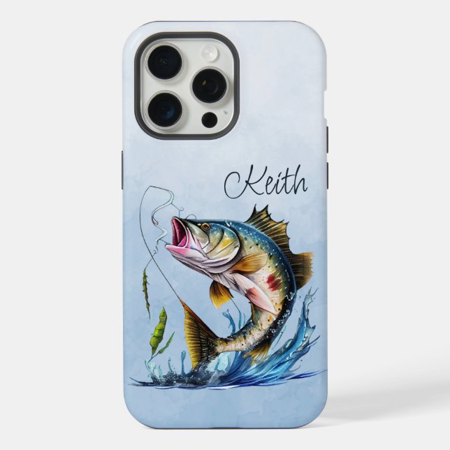Huge Fish Striking Out of the Water iPhone Case (Back)