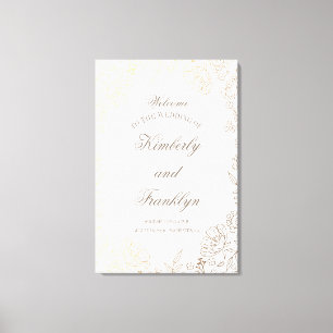 Huge Floral Golden Wedding Welcome Sign