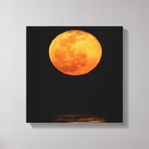 Huge Full Moon   South Padre Island, Texas Canvas Print