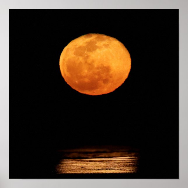 Huge Full Moon | South Padre Island, Texas Poster (Front)