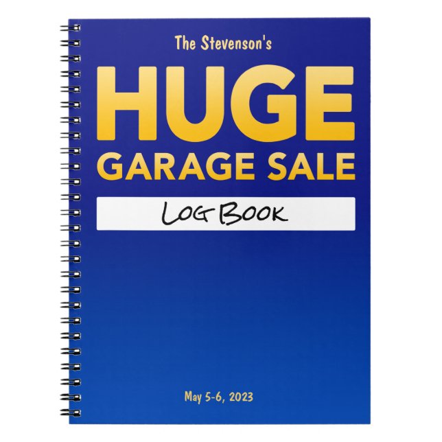 "Huge Garage Sale" Log/Planner/Inventory/Guestbook Notebook (Front)