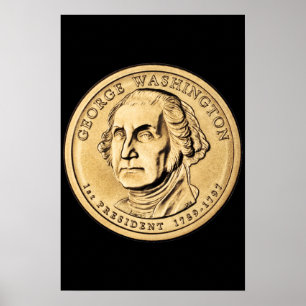 Huge Gold Washington Dollar Coin Poster