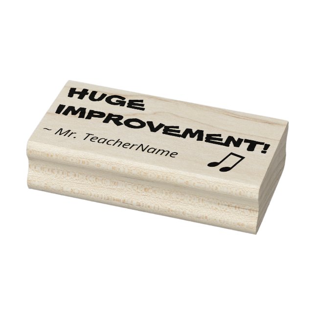 "HUGE IMPROVEMENT!" + Teacher's Name Rubber Stamp (Stamp)