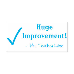 "Huge Improvement!" + Tutor Name Rubber Stamp